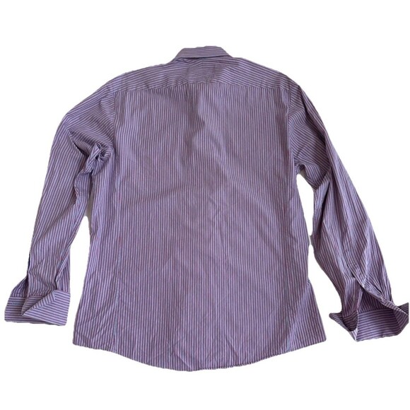 Thomas Pink Blue/Red Stripe Slim Fit Traveller Button Down Spread Shirt 16.5 - Picture 9 of 9